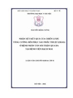 Nhận xét kết quả của chiến lược tăng cường phục hồi sau phẫu thuật (ERAS) ở bệnh nhân tán sỏi thận qua da tại Bệnh viện Bạch Mai