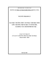 Dạy học thường thức Âm nhạc cho học sinh lớp 6 trường trung học cơ sở hà hồi, xã hồng vân, thành phố hà nội