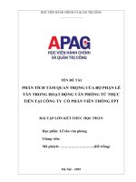 Lễ tân văn phòng đề tài “Phân tích tầm quan trọng của bộ phận Lễ tân trong hoạt động văn phòng từ thực tiễn Công ty Cổ phần Viễn Thông FPT”, điểm A+