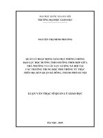 Luận văn quản lý hoạt Động giáo dục phòng chống bạo lực học Đường theo hướng phối hợp giữa nhà trường và các lực lượng xã hội tại các trường trung học phổ thông tư thục trên Địa bàn quận hà Đông, thành phố hà nội