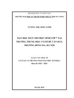 Dạy học hát cho học sinh lớp 7 tại trường trung học cơ sở bế văn Đàn, phường Đống Đa, hà nội