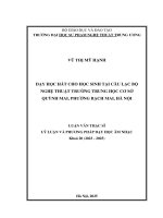 Dạy học hát cho học sinh tại câu lạc bộ nghệ thuật trường trung học cơ sở quỳnh mai, phường bạch mai, hà nội