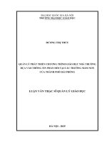 Luận văn quản lý phát triển chương trình giáo dục nhà trường dựa vào thông tin phản hồi tại các trường mầm non của thành phố hải phòng
