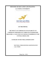 Tóm tắt tiếng anh tác Động của tính bền vững doanh nghiệp Đến hiệu quả hoạt Động qua hành vi các bên liên quan  nghiên cứu trường hợp các doanh nghiệp cà phê Ở khu vực tây nguyên