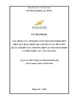 Tác Động của tính bền vững doanh nghiệp Đến hiệu quả hoạt Động qua hành vi các bên liên quan  nghiên cứu trường hợp các doanh nghiệp cà phê Ở khu vực tây nguyên