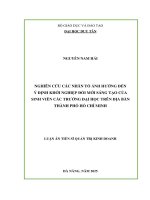 Nghiên cứu các nhân tố Ảnh hưởng Đến Ý Định khởi nghiệp Đổi mới sáng tạo của sinh viên các trường Đại học trên Địa bàn tphcm