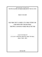 Dạy học hát ca khúc của nhạc sĩ huy du cho sinh viên thanh nhạc trường cao Đẳng nghệ thuật hà nội