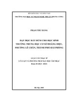 Dạy học hát Đúm cho học sinh trường trung học cơ sở hoàng diệu, phường lê chân, thành phố hải phòng