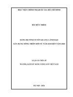 Đảng bộ tỉnh tuyên quang lãnh Đạo xây dựng nông thôn mới từ năm 2010 Đến năm 2020