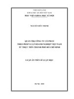 Quản trị công ty cổ phần theo pháp luật doanh nghiệp việt nam từ thực tiễn thành phố hồ chí minh