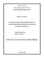 Tóm tắt vai trò của Đoàn thanh niên cộng sản hồ chí minh trong hệ thống chính trị Ở việt nam hiện nay