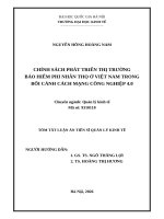 Tóm tắt luận Án chính sách phát triển thị trường bảo hiểm phi nhân thọ Ở việt nam trong bối cảnh cách mạng công nghiệp 4 0