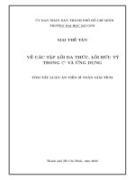 Tóm tắt về các tập lồi Đa thức, lồi hữu tỷ trong c n và Ứng dụng