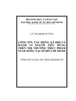 Tóm tắt lòng tin, tác Động xã hội và hành vi người tiêu dùng trên thị trường thực phẩm tươi sống tại tp hcm