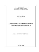 Giá trị Đạo Đức truyền thống việt nam trong bối cảnh hội nhập quốc tế