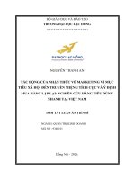 tóm tắt TÁC ĐỘNG CỦA NHẬN THỨC VỀ MARKETING VÌ MỤC TIÊU XÃ HỘI ĐẾN TRUYỀN MIỆNG TÍCH CỰC VÀ Ý ĐỊNH MUA HÀNG LẬP LẠI: NGHIÊN CỨU HÀNG TIÊU DÙNG NHANH TẠI VIỆT NAM