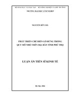 Phát triển chế biến gỗ rừng trồng quy mô nhỏ trên Địa bàn tỉnh phú thọ