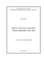 LUẬN ÁN TIẾN SĨ QUỐC TẾ HỌC Hợp Tác Việt Nam - Malaysia Về Phân Định Biển (1982 - 2025).Pdf