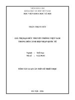 Tóm tắt giá trị Đạo Đức truyền thống việt nam trong bối cảnh hội nhập quốc tế