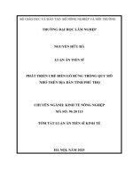 Tóm tắt phát triển chế biến gỗ rừng trồng quy mô nhỏ trên Địa bàn tỉnh phú thọ