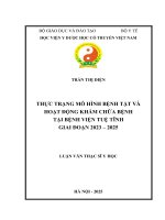 Thực trạng mô hình bệnh tật và hoạt Động khám chữa bệnh tại bệnh viện tuệ tĩnh giai Đoạn 2023 – 2025