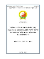 Đánh giá tác dụng Điều trị Đau bụng kinh nguyên phát bằng Điện châm kết hợp chế phẩm cao thông u