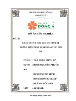 KHẢO SÁT VÀ CHẾ TẠO MÔ HÌNH HỆ THỐNG ĐIỆN THÂN XE HONDA CIVIC 2008 DX