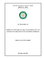 Nghiên cứu tổng hợp vật liệu cuxs@ni mof nf xúc tác cho phản Ứng Điện phân nước giải phóng hydrogen