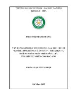 Vận dụng giáo dục stem trong dạy học chủ Đề khối lượng riêng và Áp suất khoa học tự nhiên 8 nhằm phát triển năng lực tìm hiểu tự nhiên cho học sinh