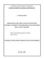 Tóm tắt tiếng anh nghiên cứu Ứng dụng Điều khiển phi tuyến Để nâng cao chất lượng làm việc của Động cơ từ trở chuyển mạch