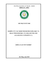 Nghiên cứu xác Định thành phần hóa học và hoạt tính sinh học của hoa huỳnh anh (allamanda cathartica l )