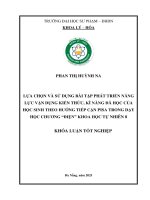 Lựa chọn và sử dụng bài tập phát triển năng lực vận dụng kiến thức, kĩ năng Đã học của học sinh theo hướng tiếp cận pisa trong dạy học chương Điện khoa học tự nhiên 8