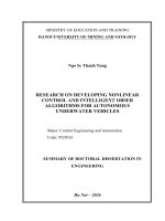 Tóm tắt tiếng anh  nghiên cứu xây dựng các thuật toán Điều khiển phi tuyến và quan sát thông minh cho phương tiện lặn tự hành