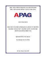 Phát huy vai trò lãnh Đạo của Đảng Ủy trường Đại học ngoại ngữ  Đại học quốc gia hà nội trong giai Đoạn hiện nay