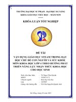 Vận dụng giáo dục steam trong dạy học chủ Đề con người và sức khỏe môn khoa học lớp 4 theo hướng phát triển năng lực nhận thức khoa học cho học sinh