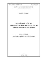 Quản lý thoát nước mặt khu vực Đô thị Đồng hới, tỉnh quảng trị theo mô hình thành phố bọt biển