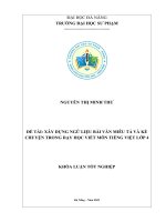 Xây dựng ngữ liệu bài văn miêu tả và kể chuyện trong dạy học viết môn tiếng việt lớp 4