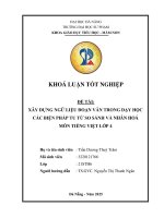 Xây dựng ngữ liệu Đoạn văn trong dạy học các biện pháp tu từ so sánh và nhân hoá môn tiếng việt lớp 4