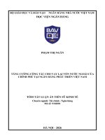 Tóm tắt tăng cường công tác cho vay lại vốn nước ngoài của chính phủ tại ngân hàng phát triển việt nam