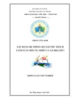 Xây dựng hệ thống bài tập thử thách cuối tuần môn tự nhiên và xã hội lớp 3