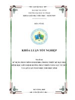 Sử dụng phần mềm geogebra trong thiết kế dạy học hình học lớp 5 Định hướng phát triển năng lực tư duy và lập luận toán học cho học sinh