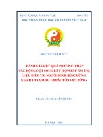 Đánh giá kết quả phương pháp tác Động cột sống kết hợp siêu Âm trị liệu Điều trị ngườibệnh hội chứng cánh tay cổ do thoái hóa cột sống