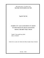 Tóm tắt nghiên cứu tạo nanochitin từ chitin vỏ tôm nhằm Ứng dụng giảm muối trong chế biến thực phẩm