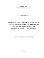 Nghiên cứu phát triển Điện cực biến tính với graphene oxide Để xác Định một số kim loại Độc trong nước bằng phương pháp von  ampe hòa tan