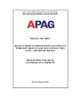 Luận văn thạc sĩ Quản lý Kinh tế: Quản lý dịch vụ khách hàng tại Công ty TNHH MTV dịch vụ mặt đất sân bay Việt Nam - Chi nhánh Nội Bài