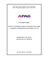 Quản lý tài chính tại trung tâm bảo vệ sức khỏe lao Động và môi trường giao thông vận tải