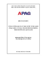 Tăng Cường Quản Lý Nhà Nước Về Du Lịch Ở Đặc Khu Cát Hải, Thành Phố Hải Phòng Theo Hướng Du Lịch Xanh