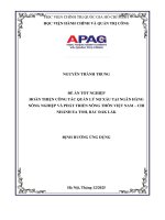 Hoàn Thiện Công Tác Quản Lý Nợ Xấu Tại Ngân Hàng Nông Nghiệp Và Phát Triển Nông Thôn Việt Nam  Chi Nhánh Ea Toh, Bắc Đắk Lắk