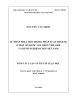 Tóm tắt tư pháp phục hồi trong pháp luật hình sự Ở một số quốc gia trên thế giới và kinh nghiệm cho việt nam