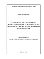 Chất lượng Đội ngũ cán bộ cấp huyện diện ban thường vụ tỉnh Ủy quản lý Ở các tỉnh miền nam nước cộng hòa dân chủ nhân dân lào giai Đoạn hiện nay